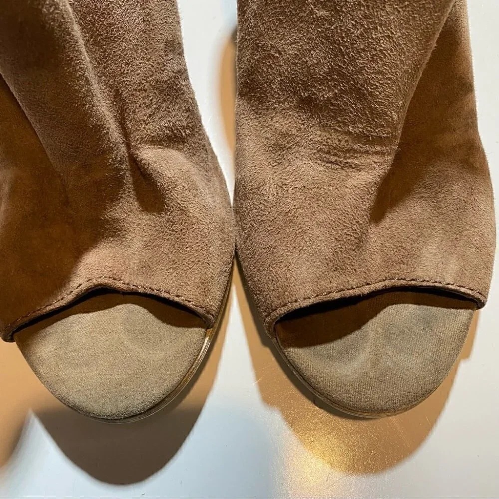 Steve Madden Penina Booties Taupe Suede Peep Toe